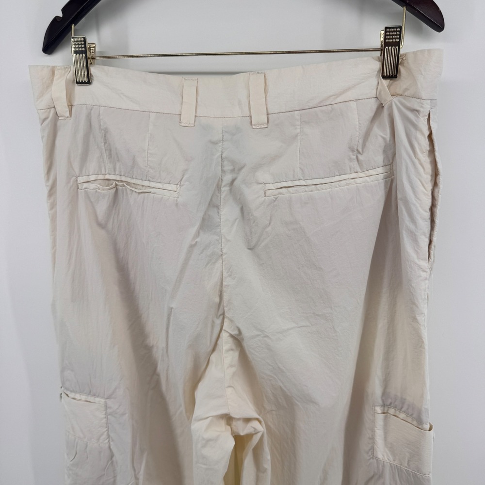 Zara Women Cream Nylon Wide Leg Cargo Pants Size L Streetwear Utility Gorpcore - Picture 8 of 12